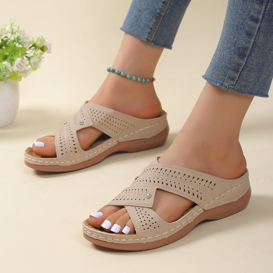 Summer Slippers Women Low Heels Wedges Sandals Non Slip Beach Shoes