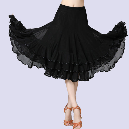 New Mesh Large Swing Latin Dance Half-length Dance Skirt