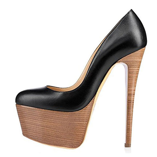 Women's Stiletto Shoes With Wood Grain