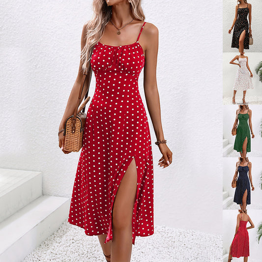 Polka Dot Print  Dress Summer Long Dresses For Womens Clothing