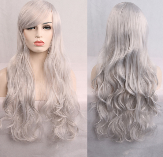 Anime cos wig color 80cm long curly cosplay role playing
