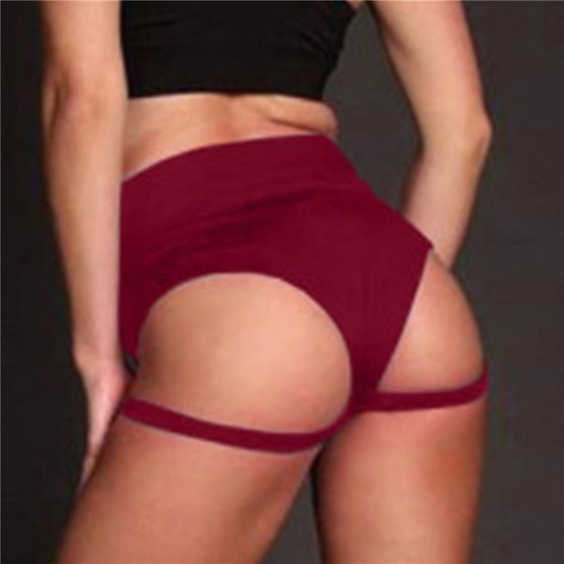 Exotic Dance Costume Exercise Strap Shorts Women's Fashion Casual Sexy Solid Color Sports Shorts Women