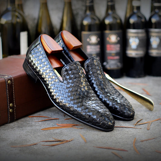 Cowhide Woven Leather Shoes Men's Footwear Business