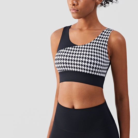 Houndstooth Contrast Yoga Lingerie Tank Top