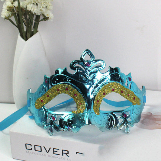 Butterfly Dance Mask Cartoon Folding Fan Feather Prom Male And Female Half Face