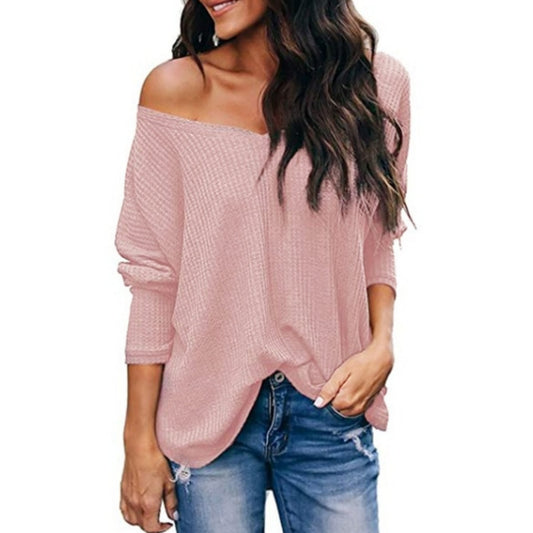 Women's Sweater Autumn Loose-fitting Lightweight Thin Large V-neck Plus Size Long-sleeved Sweater