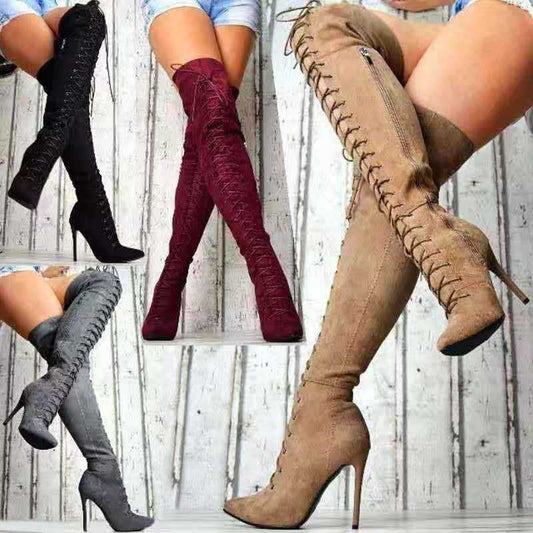 High Suede Long High Stiletto Women's Fashion Boots